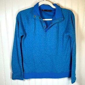 Boys Under Armour Pullover Sweater Top Blue L Quarter snap Long Sleeve Kids